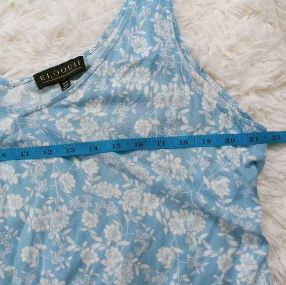 ♥️ONE DAY SALE Eloquii Blue White Floral Sleeveless Tank Bed Midi Dress - Picture 5 of 9